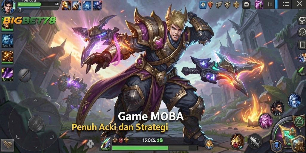 Tampilan menarik pertarungan tim dalam game MOBA