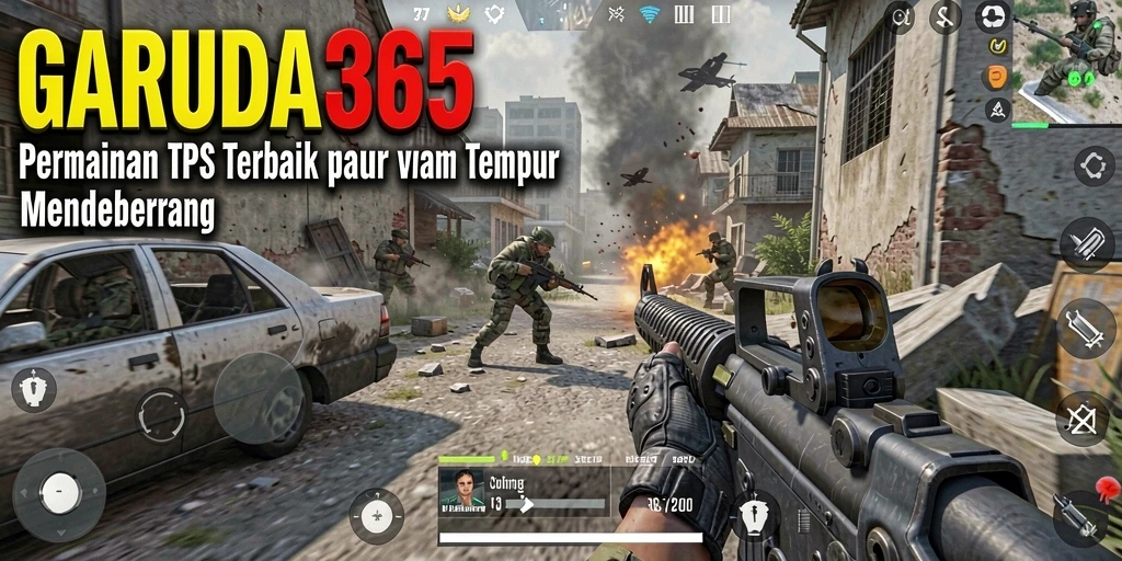 Screenshot GARUDA365 menampilkan aksi tempur seru dalam game TPS.
