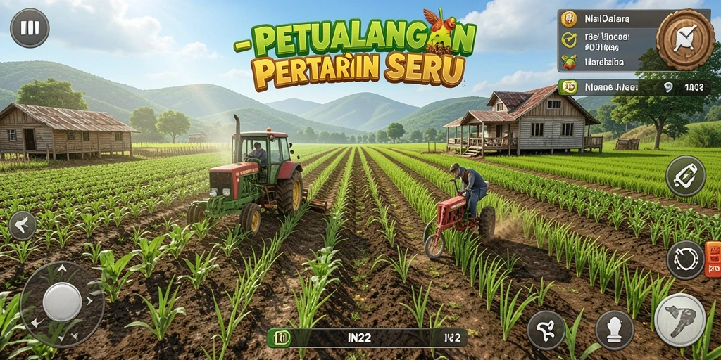 Screenshot gameplay IN22 menampilkan petualangan bertani yang seru.