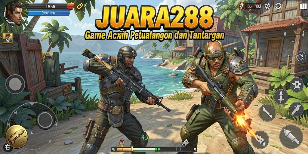 Screenshot menunjukkan pertempuran sengit dalam JUARA288.
