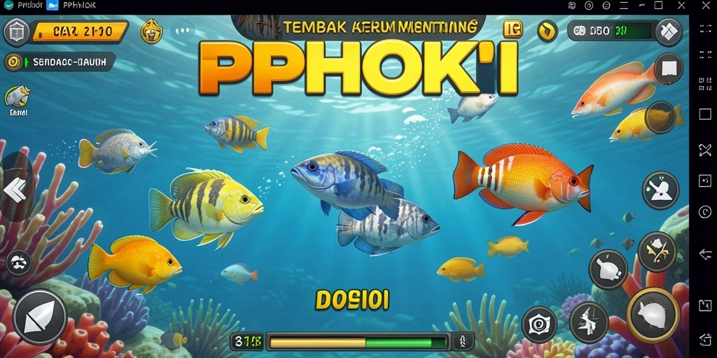 Screenshot PPHOKI dengan tampilan gameplay Tembak Ikan yang menarik.