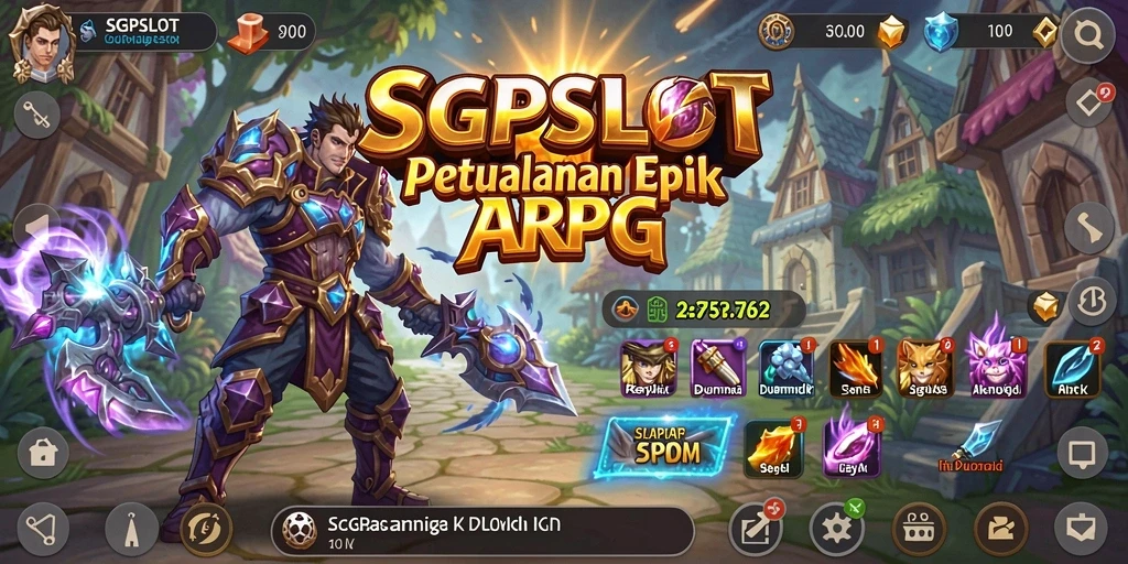 Tampilan gameplay SGPSLOT dengan karakter bertarung di dunia fantasi.