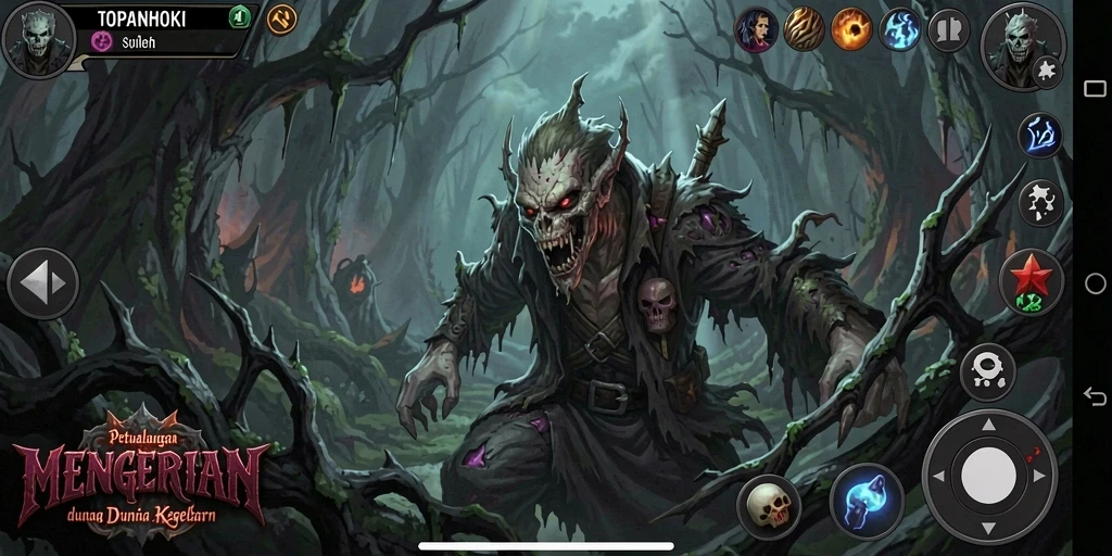 Tampilan gameplay <strong>TOPANHOKI</strong> yang mencekam dan penuh ketegangan.
